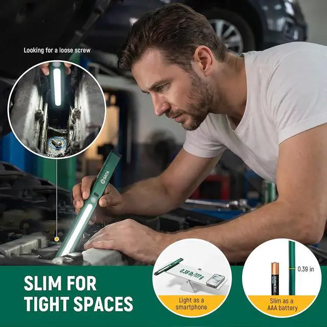 Alt view image 2 of 6 - Ultra-Slim Ruler-Style LED Inspection Light with Magnetic Back,400LM, 2700mAh, Rechargeable SMD Work Light for Underhood, Auto Repair, Garage, Workshop