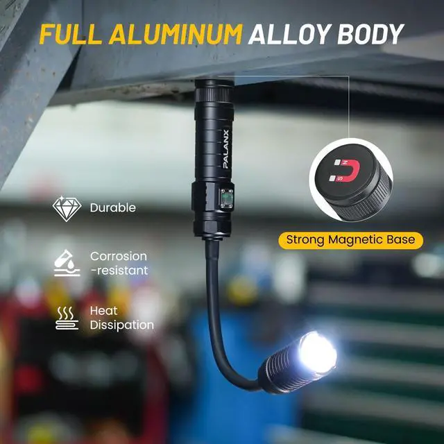 Alt view image 2 of 6 - Flexible Gooseneck Rechargeable LED Work Light with Magnetic Base