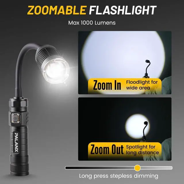 Alt view image 3 of 6 - Flexible Gooseneck Rechargeable LED Work Light with Magnetic Base