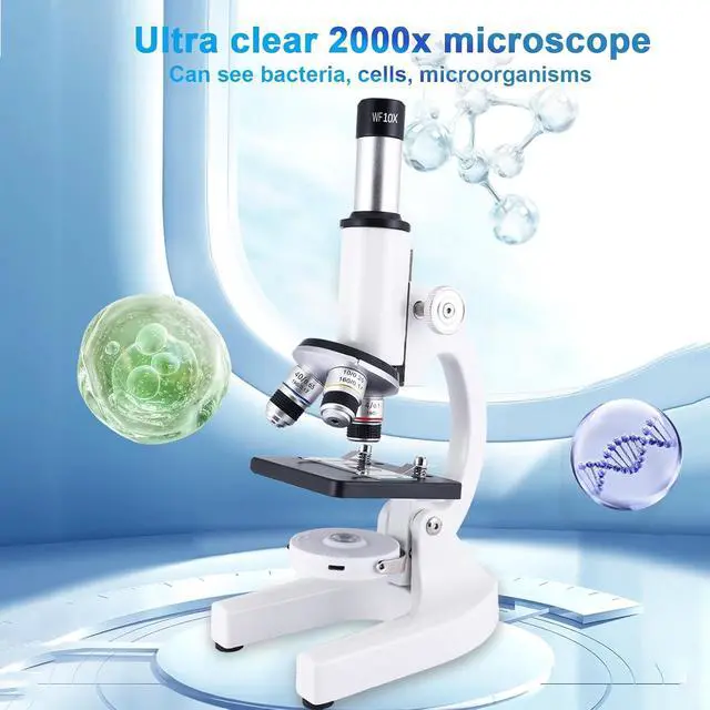 Alt view image 3 of 7 - Microscope for Kids & Adults,40X-2000X Magnification Microscope for Kids 8-12, with LED Fill Light & Phone Holder, Great for School Labs and Home Schooling
