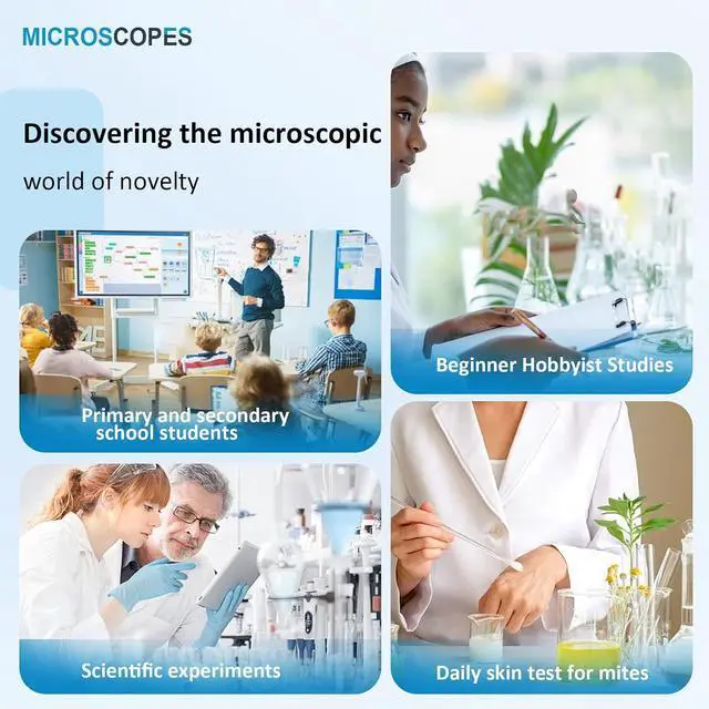 Alt view image 7 of 7 - Microscope for Kids & Adults,40X-2000X Magnification Microscope for Kids 8-12, with LED Fill Light & Phone Holder, Great for School Labs and Home Schooling