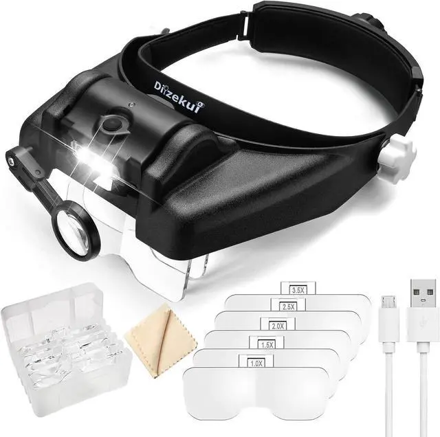 Main image of Magnifying Glass with Light 1X-14X, Rechargeable Headset Magnifier