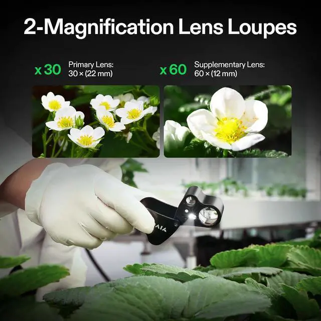 Alt view image 3 of 7 - 2-Pack Jewelry Loupe, 30X 60X Foldable Magnifier with UV/LED Lights