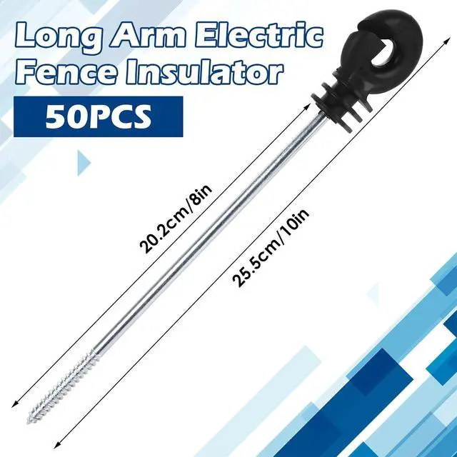 Alt view image 2 of 7 - 50 Pack Electric Fence Wire Insulator Stand Off Screw in Insulator Black Fence Post Insulator Wooden Post Wire Insulators for Tape Rope Electric Wire Animal Agricultural Garden
