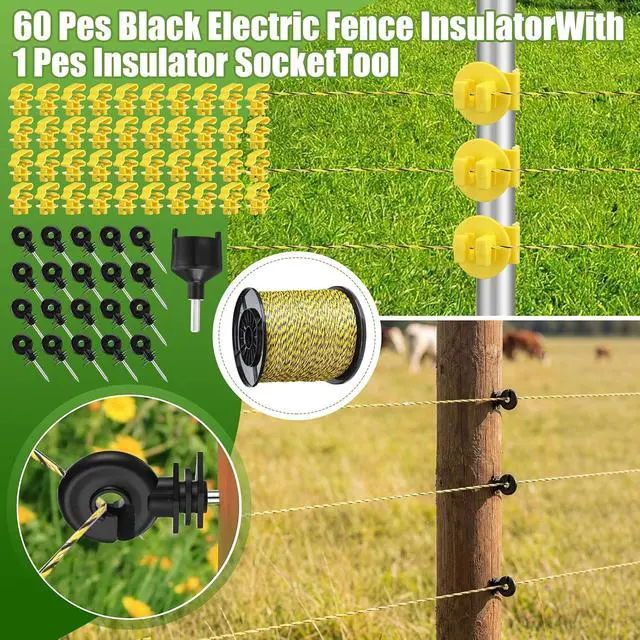 Alt view image 5 of 7 - Electric Fence Kit, 5 Mile 110 VAC 0.25 J Fence Charger, 3366 ft Polywire