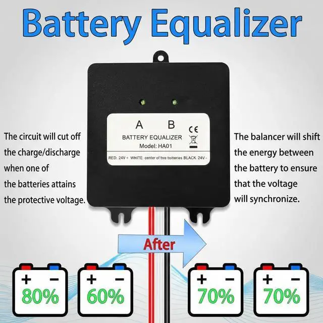 Alt view image 3 of 6 - HA01 Battery Equalizer LED Display for N x 12V Batteries Balancer 24V 48 V Voltage Balance Battery Charger Regulators Series Parallel,Optimizing Current 0-5A