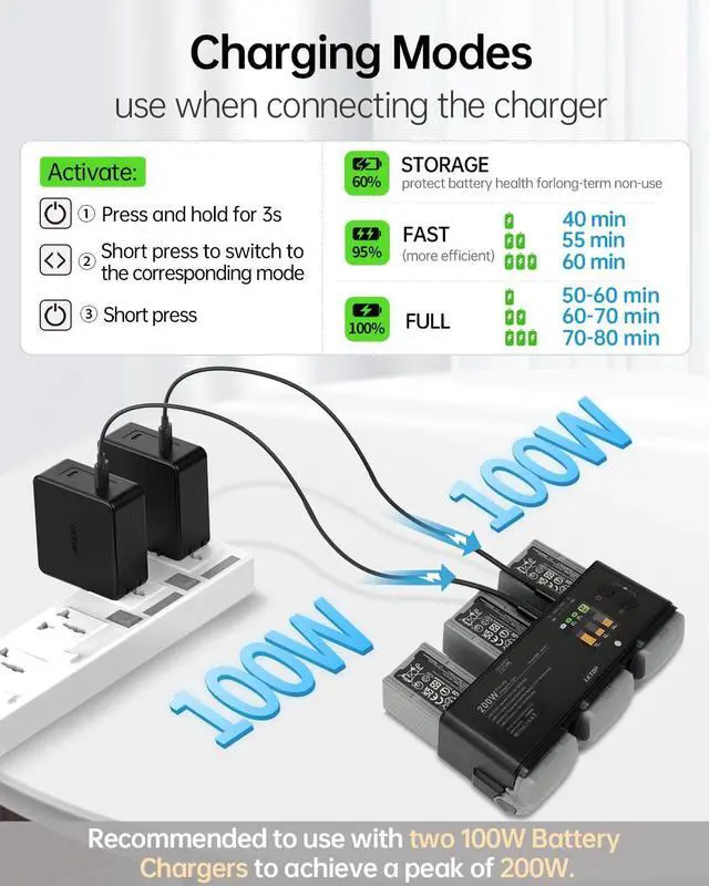 Alt view image 4 of 7 - 200W Air 3/Air 3S Parallel Charging Hub for /Specta Air 3 Series