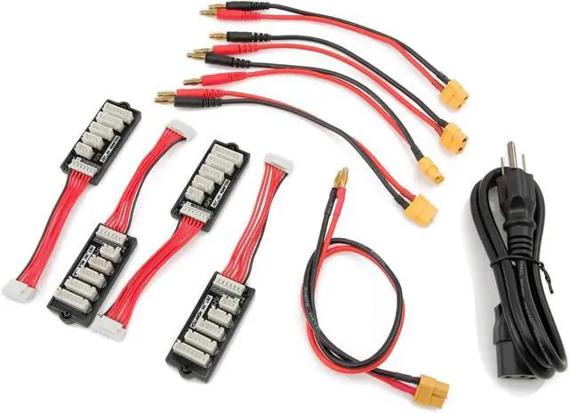 Alt view image 3 of 3 - EV-Peak BGUAD CQ3 Multi Charger 4X 100W NiMH/LiPO with Built-in Balance - Red/Black - 12 - Red