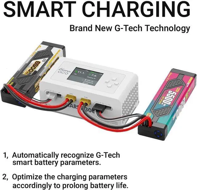 Alt view image 3 of 6 - IMARS D300 Balance Charger, Gens Ace Dual Channel for RC 1~6S.White