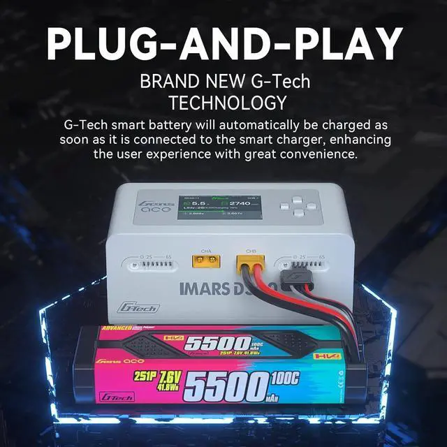 Alt view image 6 of 6 - IMARS D300 Balance Charger, Gens Ace Dual Channel for RC 1~6S.White