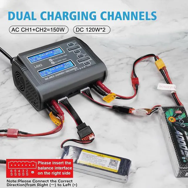 Alt view image 3 of 6 - LiPo Battery Charger Dual 10A RC Fast Balance Battery Charger Discharger