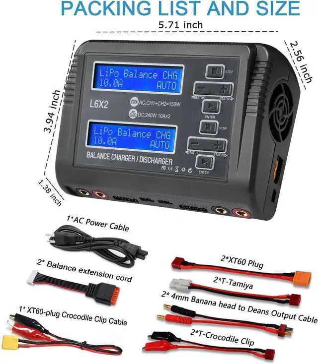 Alt view image 5 of 6 - LiPo Battery Charger Dual 10A RC Fast Balance Battery Charger Discharger