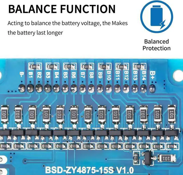 Alt view image 4 of 7 - 24S BMS 72V 50A Lifepo4 Battery Management System PCB Protection Board with Balance Wire and NTC,Ten Functional protections, Common Port, for Lifepo4 Battery Pack (24S 72V 50A)