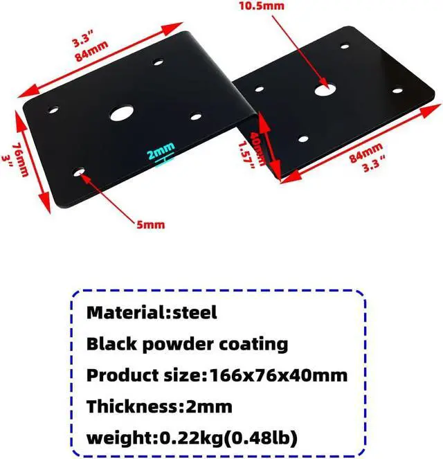 Alt view image 3 of 7 - 8 Pcs Z Tie Plate Metal Bracket,Deck Joist Hanger Hurricane Ties Plate ,Post Trusses Wood Timber Connectors Table top Fasteners ,Thickness 2 mm (Z Bracket(3.3x3.3x3))