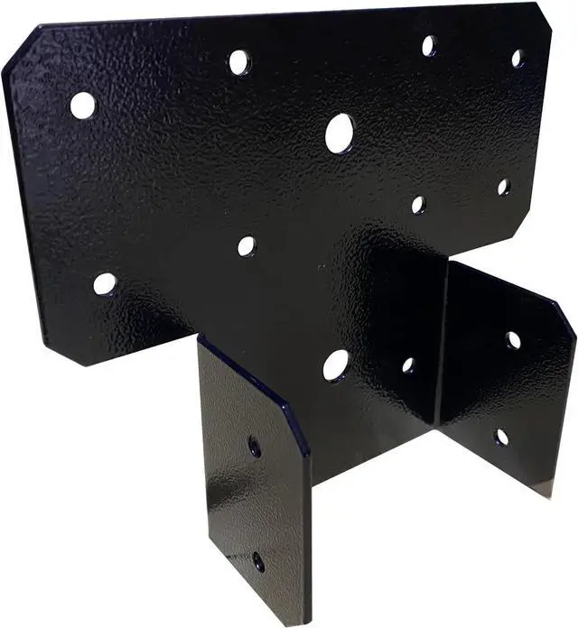 Main image of 4Set(8pcs) Black T-Shaped Post to Beam Connector Roof Tie Bracket, Adjustable Cap , Steel Truss Header Hanger Support for Carports, Pavilions, Terraces (4X4)