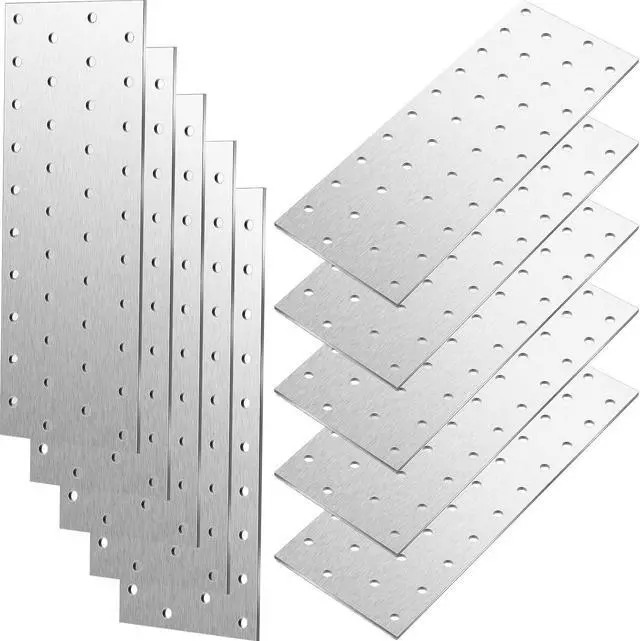 Main image of 10 Pcs Tie Plate Bracket Repair Mending Plate Bracket Metal Brackets for Wood Nail Plates for Studs for Trusses Wood Timber 8-1/8 Inches x 3 Inches, 2 mm Thickness, Hot Dipped Galvanized Steel