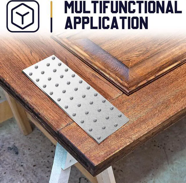 Alt view image 5 of 7 - 10 Pcs Tie Plate Bracket Repair Mending Plate Bracket Metal Brackets for Wood Nail Plates for Studs for Trusses Wood Timber 8-1/8 Inches x 3 Inches, 2 mm Thickness, Hot Dipped Galvanized Steel