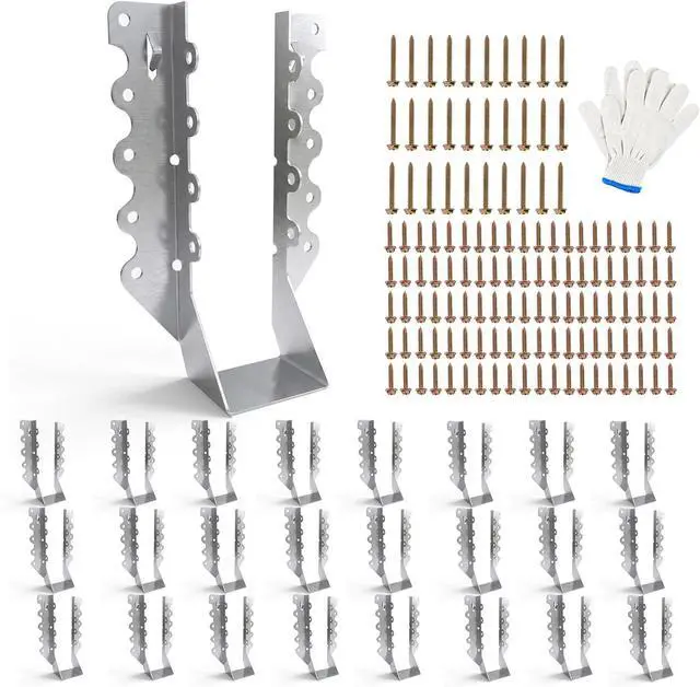 Main image of 25 pcs 2x8 Joist Hangers with Screws, Galvanized Face Mount Hurricane Tie