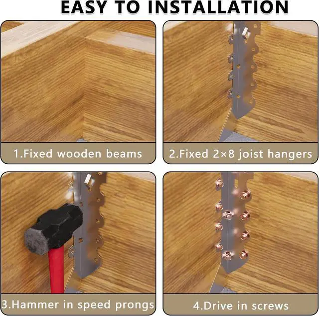 Alt view image 5 of 7 - 25 pcs 2x8 Joist Hangers with Screws, Galvanized Face Mount Hurricane Tie
