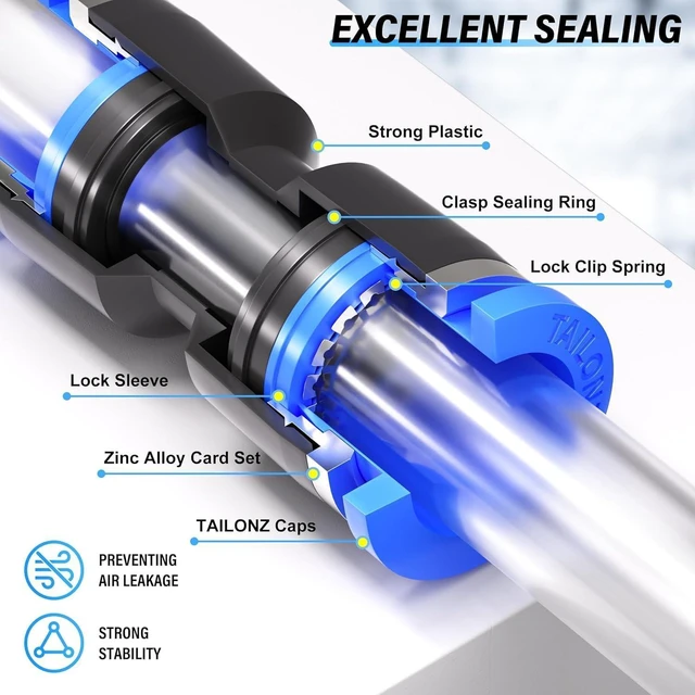 Alt view image 3 of 7 - TAILONZ PNEUMATIC 200 pcs Straight Push Connectors Plastic Quick Release Connectors Air Line Fittings for 1/8 5/32 1/4 5/16 3/8 1/2 4MM 6MM 8MM 10MM 12MM Tube (2 Way)