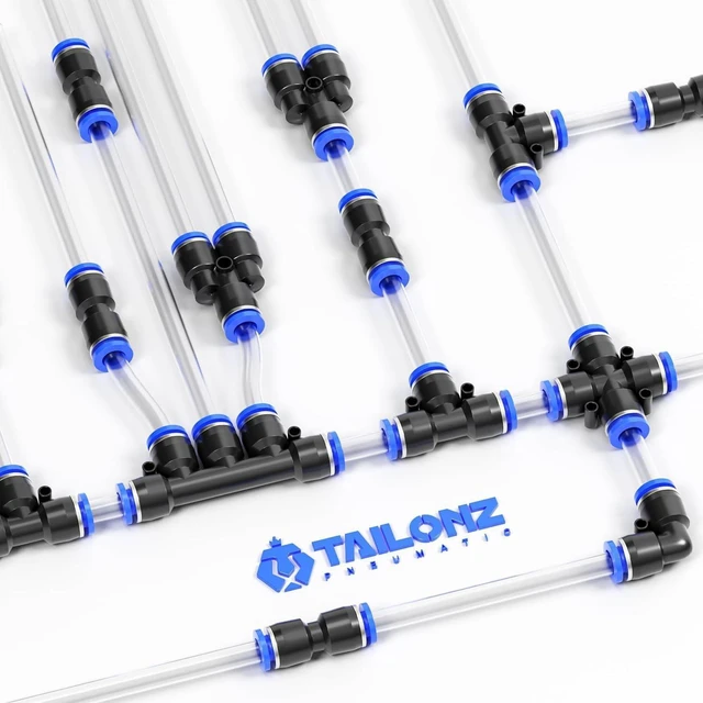 Alt view image 7 of 7 - TAILONZ PNEUMATIC 200 pcs Straight Push Connectors Plastic Quick Release Connectors Air Line Fittings for 1/8 5/32 1/4 5/16 3/8 1/2 4MM 6MM 8MM 10MM 12MM Tube (2 Way)