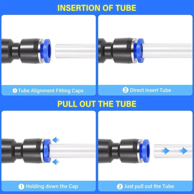 Alt view image 6 of 7 - TAILONZ PNEUMATIC 200 pcs Straight Push Connectors Plastic Quick Release Connectors Air Line Fittings for 1/8 5/32 1/4 5/16 3/8 1/2 4MM 6MM 8MM 10MM 12MM Tube (2 Way)