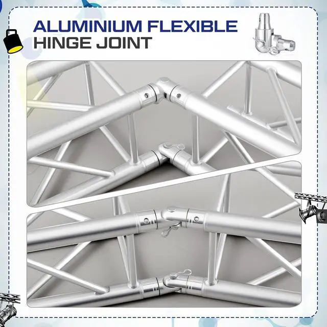 Alt view image 2 of 6 - Yaocom 2 Pack Aluminum Flexible Hinge Joint Suit Flat with Clips Pin Tri Box Truss 290mm Trussing Lighting Dj Stage Lighting Accessories