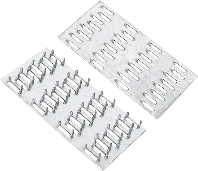 Alt view image 4 of 7 - Truss Plates 2x4, 60 Pcs Pronged Mending Plate with Staggered Nail Teeth, Roof to Truss Wood Connectors, 20 Ga Thickness
