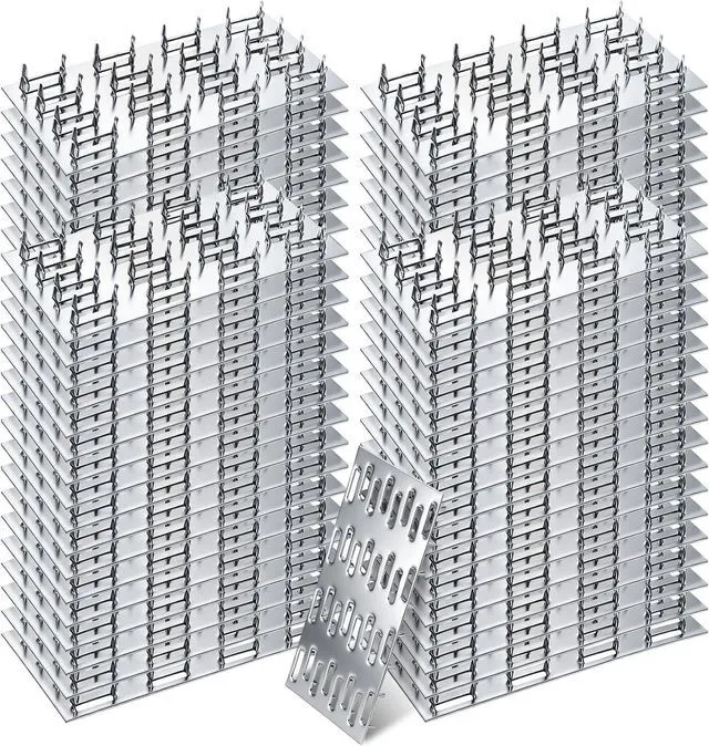 Main image of 100 Pack Truss Plates Pronged Flat Mending Plate, 4 x 2 in, 9mm Teeth