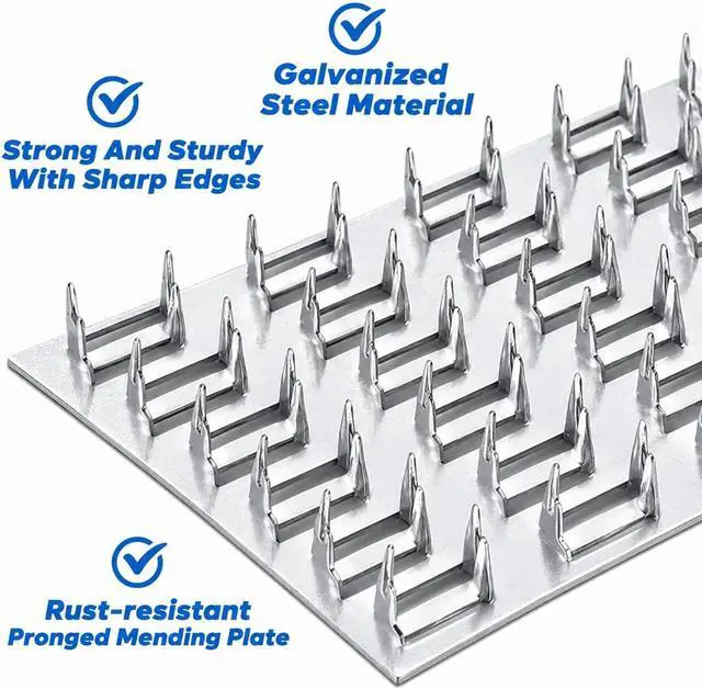 Alt view image 3 of 7 - 100 Pack Truss Plates Pronged Flat Mending Plate, 4 x 2 in, 9mm Teeth