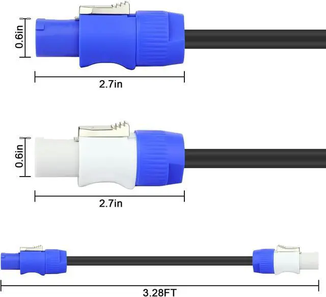 Alt view image 5 of 5 - 5 Pack Stage Light PowerCON Cable, 3 Pin 16AWG AC PowerCon Connector Cord Input to Output, 20A Power Extension Cord for Outdoor Stage Lighting Series - 1M / 3FT (5PC)