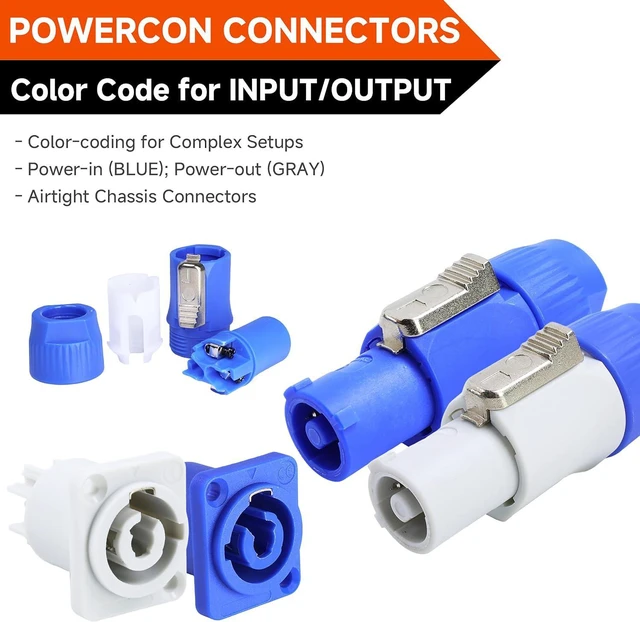 Alt view image 2 of 7 - PowerCON Connector 10-Set Adapter for Lighting (NAC3FCA + NAC3FCB)