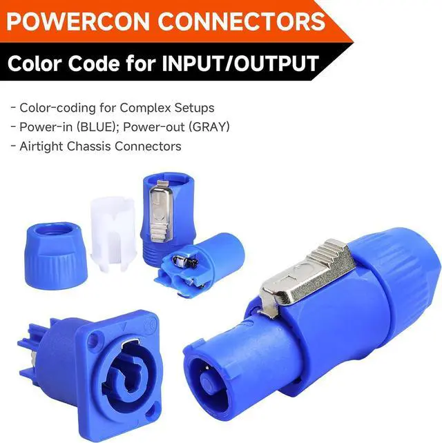 Alt view image 4 of 7 - PowerCON Connector 10-Set Adapter for Lighting (NAC3FCA + NAC3FCB)