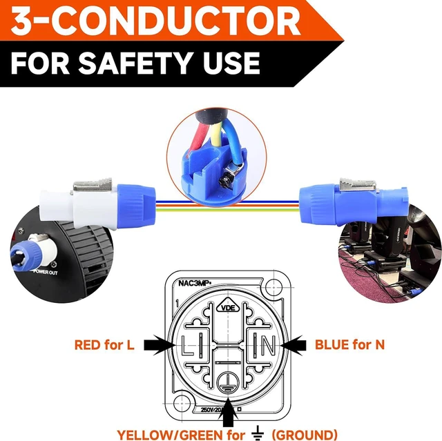 Alt view image 6 of 7 - PowerCON Connector 10-Set Adapter for Lighting (NAC3FCA + NAC3FCB)