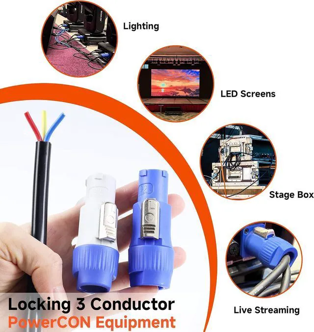 Alt view image 7 of 7 - PowerCON Connector 10-Set Adapter for Lighting (NAC3FCA + NAC3FCB)