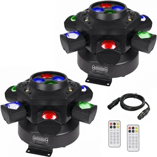 Main image of 2Pack Moving Head DJ Lights 150W RGBW, 6-Arm Party Stage Light with Remote