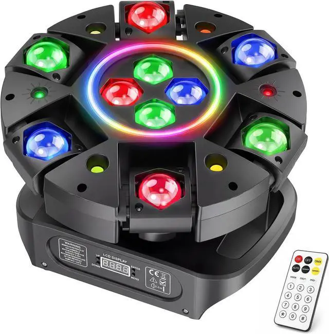 Main image of 150W Moving Head DJ Stage Light, 6-Arm 5-in-1 RGBW LED Bee-Eyes Effect Light with Strobe & Red Green Starry, 540° Rotation Sound Activated DMX512 Party Light for Club, Disco, Bar