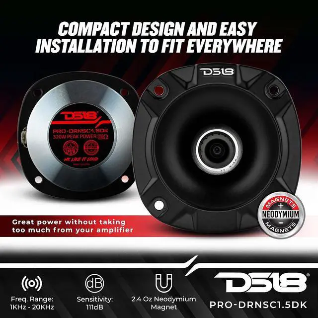 Alt view image 2 of 7 - PRO-DRNSC1.5DK 1" Throat Neodymium Driver with 1.5" Composite Polyamide Voice Coil with Horn. Extremely Loud - PRO Tweeters are The Best in The Pro Audio and Voceteo Market - 1 Speaker