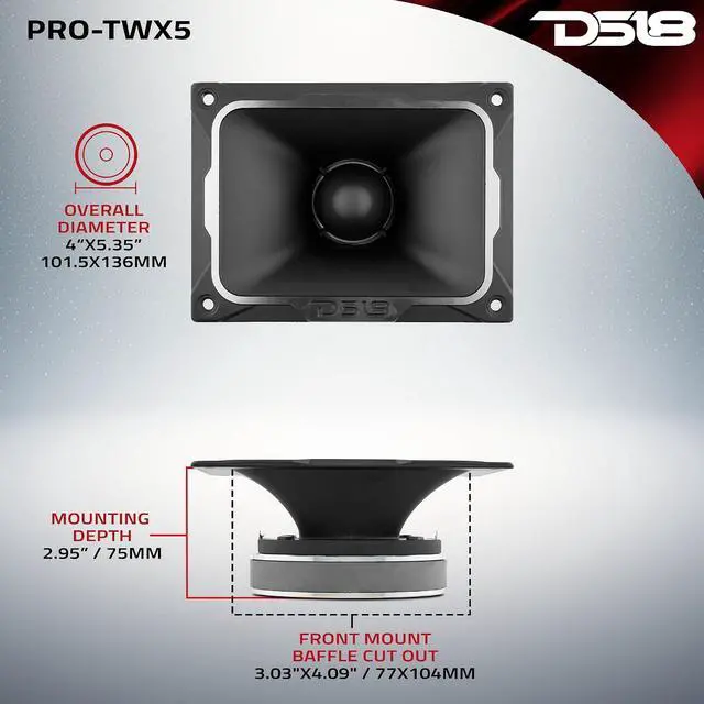 Alt view image 6 of 6 - PRO-TWX5 Aluminum Super Bullet Tweeter 1.5" VC 500W Max, 250W RMS, 4 Ohms with Built in Crossover Tweeters are The Best in The Pro Audio and Voceteo Market (1 Speaker)