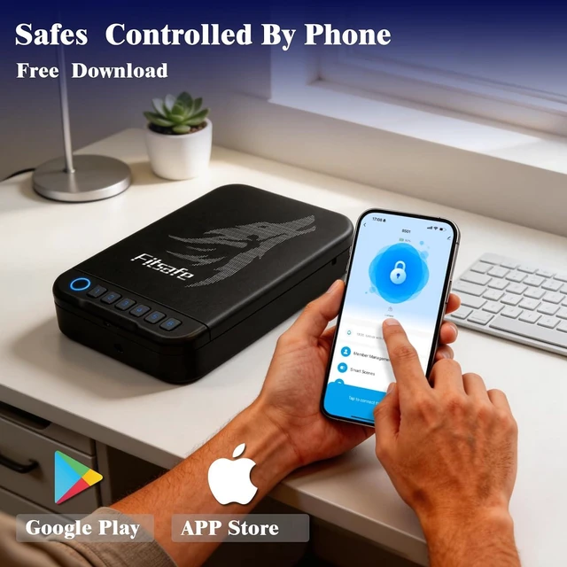 Alt view image 2 of 7 - Biometric Gun Safe for Handgun with Bluetooth App Access