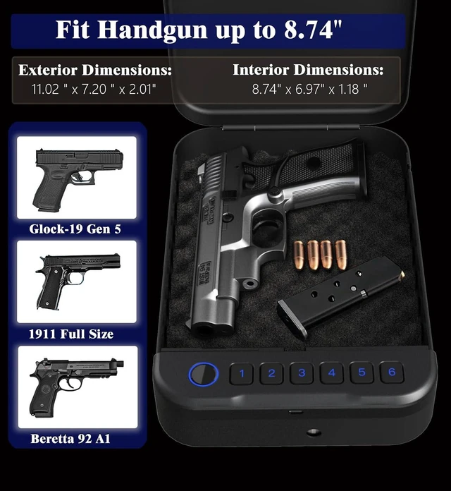 Alt view image 3 of 7 - Biometric Gun Safe for Handgun with Bluetooth App Access