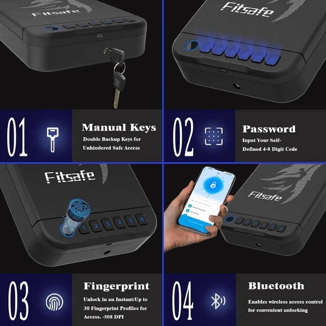 Alt view image 4 of 7 - Biometric Gun Safe for Handgun with Bluetooth App Access