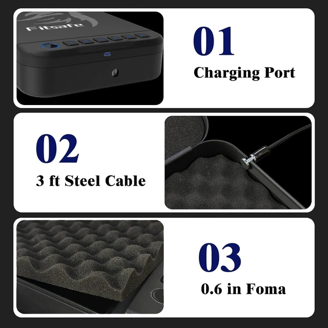 Alt view image 5 of 7 - Biometric Gun Safe for Handgun with Bluetooth App Access