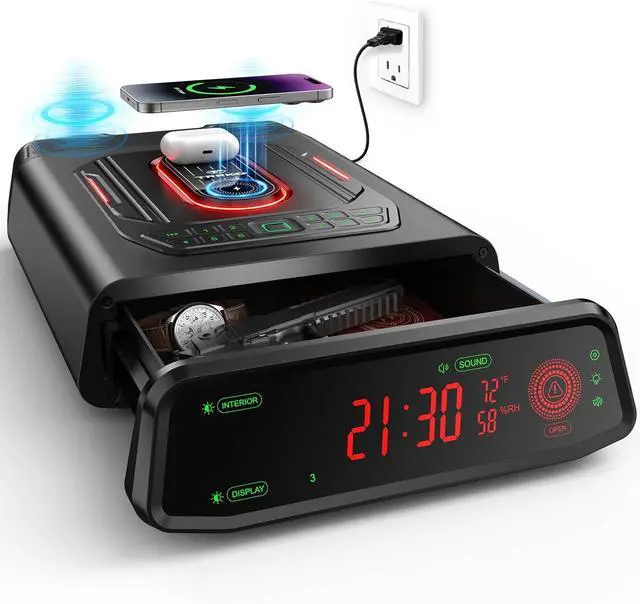 Main image of Biometric Smart Gun Safe with Built-In Speaker & 2X Wireless Charging