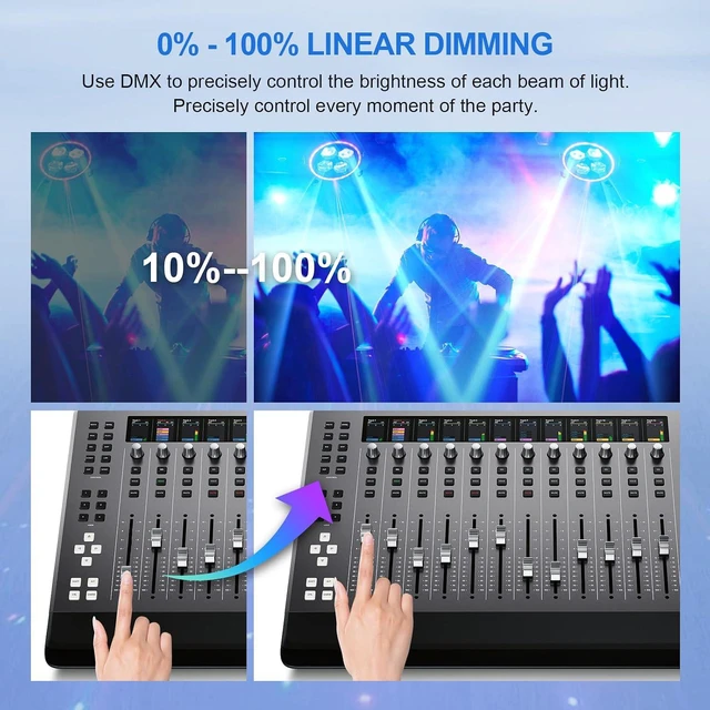 Alt view image 7 of 7 - 2Pack Moving Head DJ Lights 150W RGBW, 6-Arm Party Stage Light with Remote