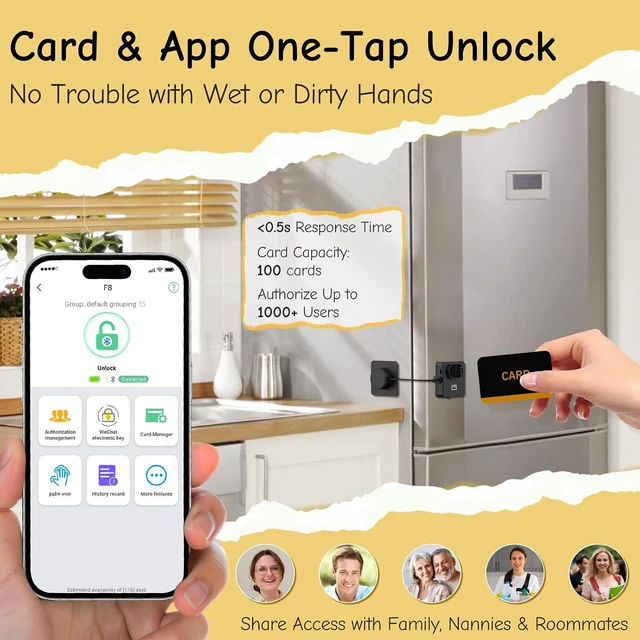 Alt view image 3 of 7 - Palm Vein Fridge Lock for Child Safety - Smart Biometric Refrigerator Lock