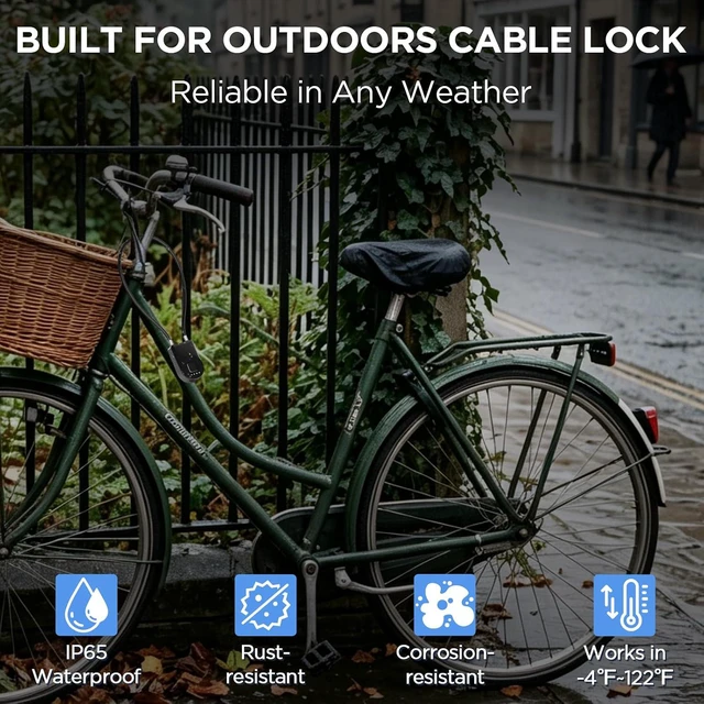 Alt view image 7 of 7 - Fingerprint Cable Lock, Smart Padlock with APP Control,6" Bike Cable Lock