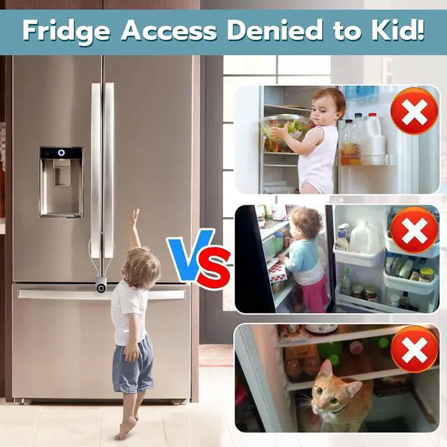 Alt view image 3 of 7 - Fingerprint Cable Lock, Fridge Lock with Fingerprint Bluetooth APP Control, Smart Biometric Waterproof Child-Proof Refrigerator Locks for Kids & Adults Fridge French Door Cabinet Gate