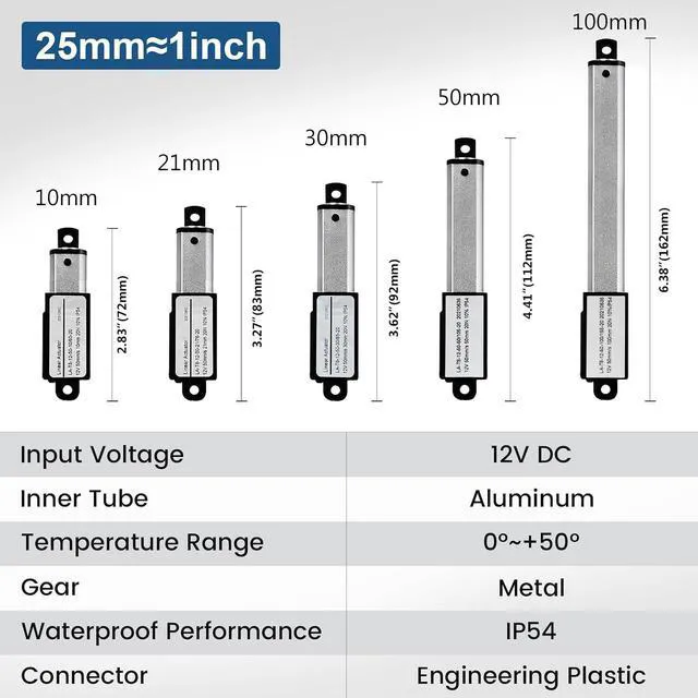 Alt view image 6 of 7 - Mini Electric Linear Actuator Stroke 2"Force 4.5 lbs12V
