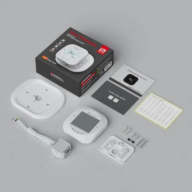 Alt view image 2 of 7 - Smart WiFi Thermostat for Home, Programmable Thermostat with C-Wire Adapter, 3H/2C for Heat Pump & Conventional Systems, Tuya App Control, Compatible with Alexa & Google Assistant, White